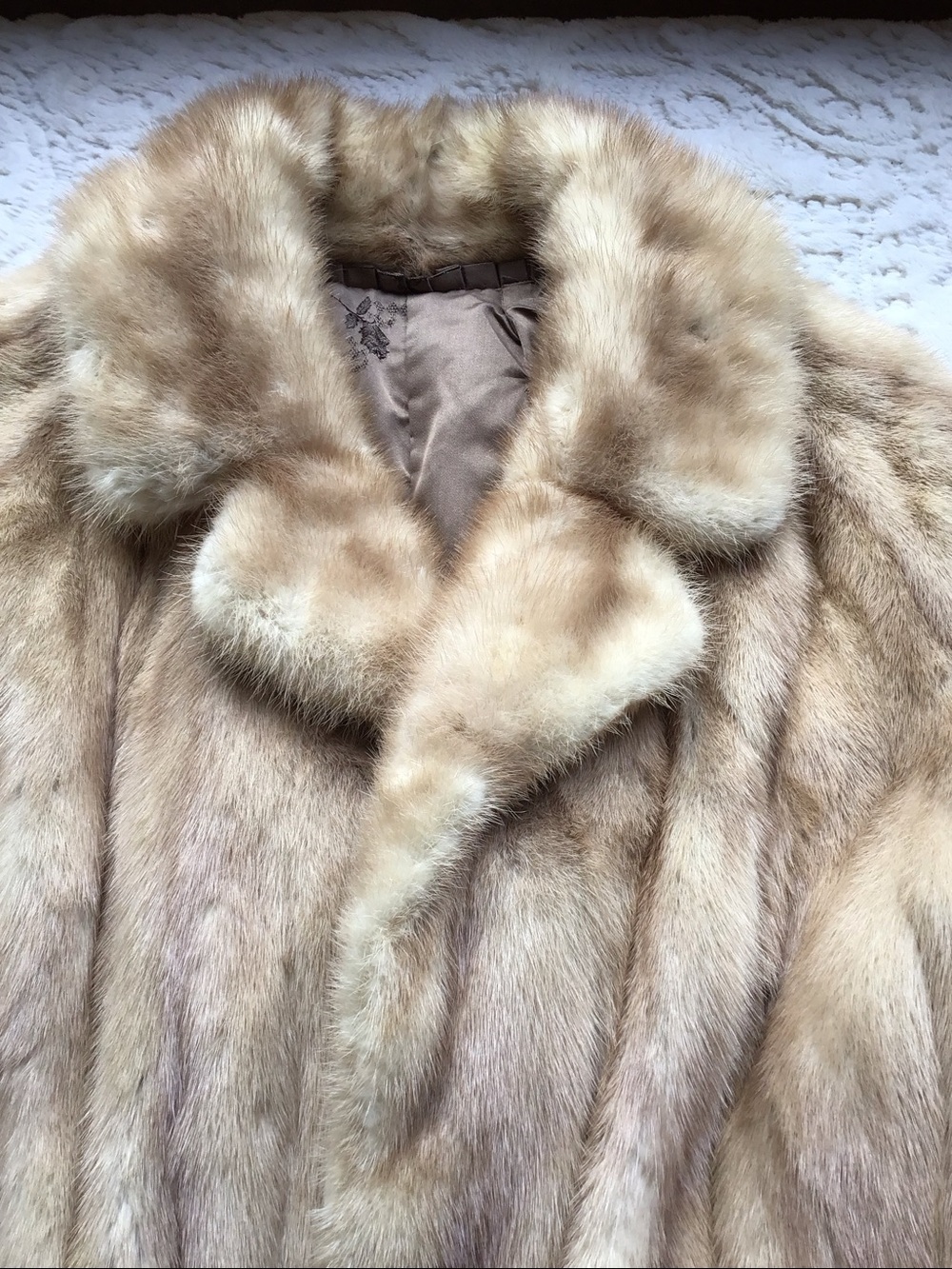 Vintage 1950s Pastel Beige Mink Fur Coat Swing Jacket Mid Century Luxury - Picture 5 of 10